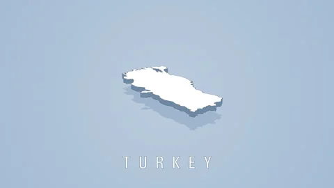 White 3d map of turkey rotating Stock Footage 329684506