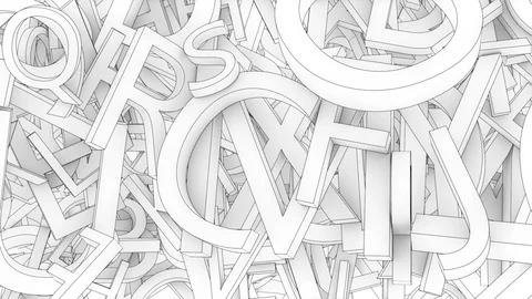 White 3d moving random letters background 2 Stock Footage 93474322
