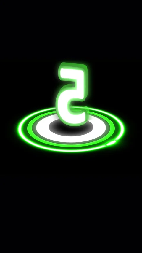White 3d number 5 vertical animation with neon green outline on dark backgr.. Stock Footage 344730299