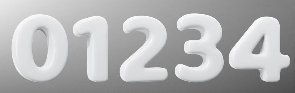 White 3d numbers collection 库存插图