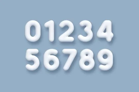 White 3d numbers vector set. Stock Illustration