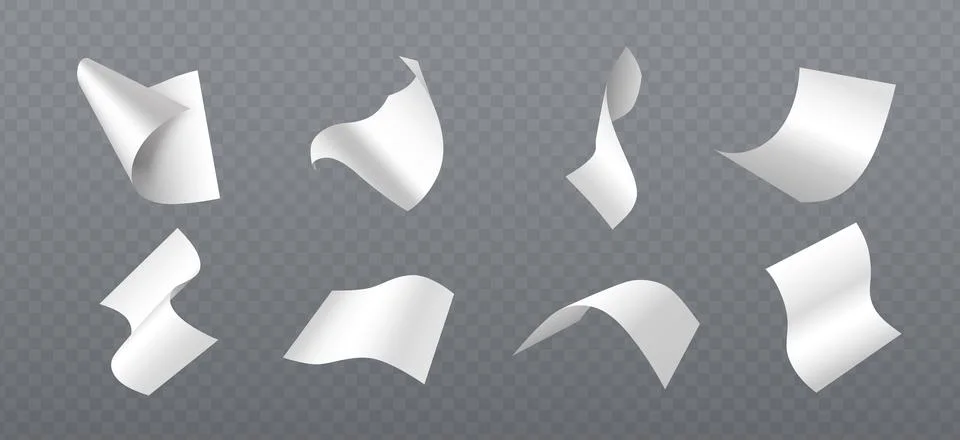 White 3d paper sheets in fall motion Stock Illustration