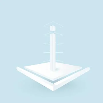 White 3d platform with pillar. Abstract composition for design. Stock Illustration