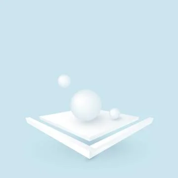 White 3d platform with spheres. Abstract composition for design. Stock Illustration