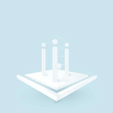 White 3d platform with three pillars. Abstract composition for design. Stock Illustration