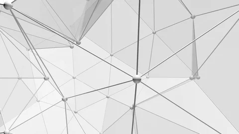 White 3d plexus style structure with polygonal surfaces slowly rotating Video stock 81019860