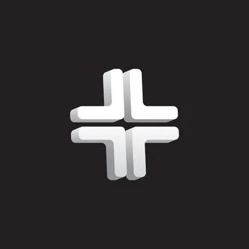 White 3d plus design. Vector symbol Stock Illustration