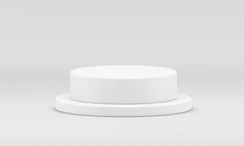 White 3d podium empty cylinder foundation platform for win champion celebra.. Stock Illustration