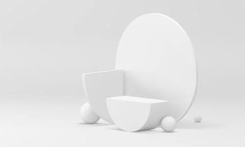 White 3d podium geometric base foundation semicircle shape minimal award ar.. Illustrazione stock