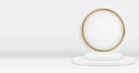 White 3d podium round foundation advertising frame animation Stock Footage 277188979