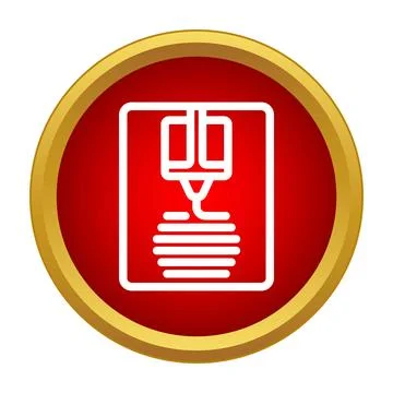 White 3d printer icon inside red circle Illustrazione stock