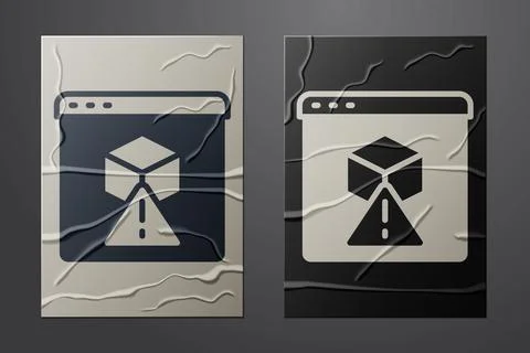 White 3D printer icon isolated on crumpled paper background. 3d printing. Paper Stock Illustration