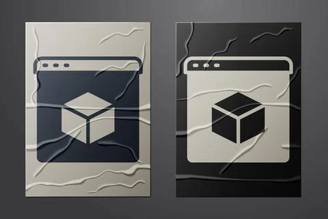 White 3D printer icon isolated on crumpled paper background. 3d printing. Paper Stock Illustration