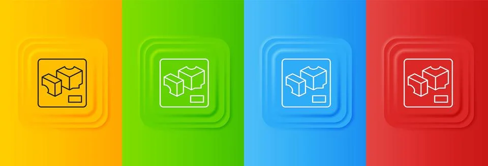 White 3D printer icon isolated on colorful background. 3d printing. Set ico.. Stock Illustration