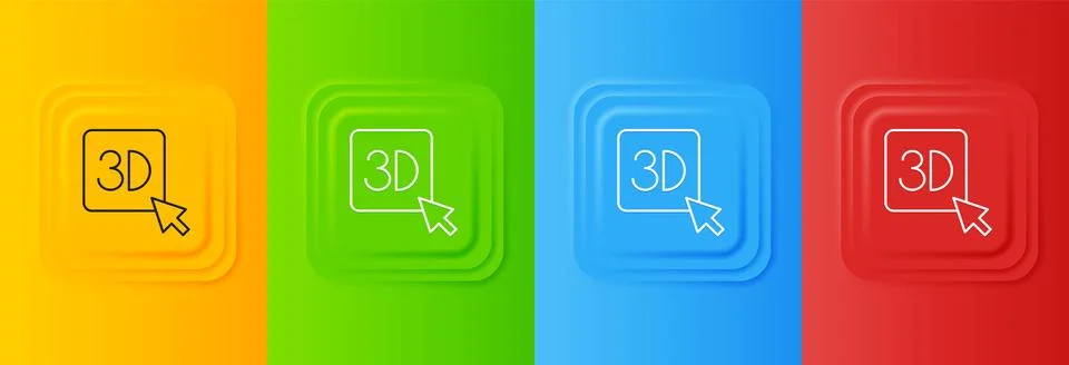White 3D printer icon isolated on colorful background. 3d printing. Set ico.. Stock Illustration