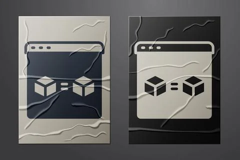 White 3D printer perfect copy icon isolated on crumpled paper background. 3d Stock Illustration