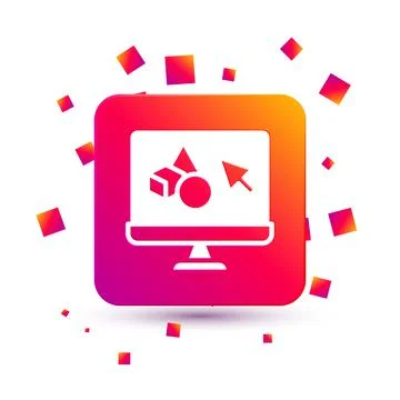 White 3D printer software icon isolated on white background. 3d printing. Square Stock Illustration