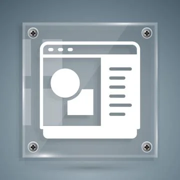 White 3D printer software icon isolated on grey background. 3d printing. Square Stock Illustration