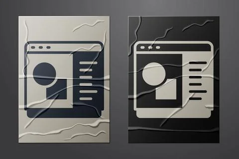 White 3D printer software icon isolated on crumpled paper background. 3d Stock Illustration