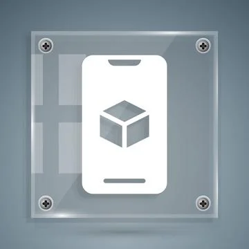 White 3D printer software icon isolated on grey background. 3d printing. Sq.. Stock Illustration