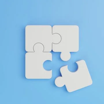 White 3D puzzle pieces on blue background Stock Illustration