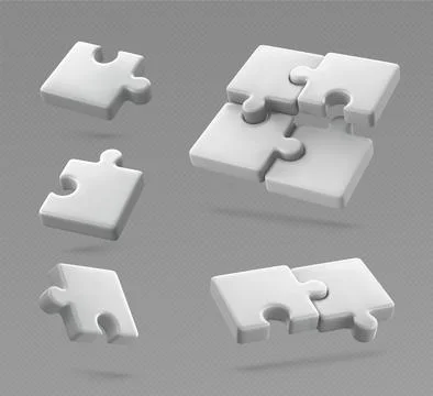 White 3d puzzle pieces Stock Illustration