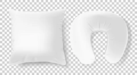 White 3d realistic pillows - square and road neck pillow mock up Stock Illustration