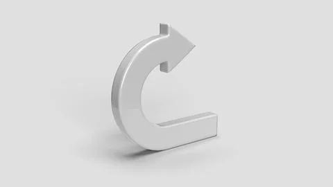 White 3D return symbol on white backdrop, left view Stock Illustration