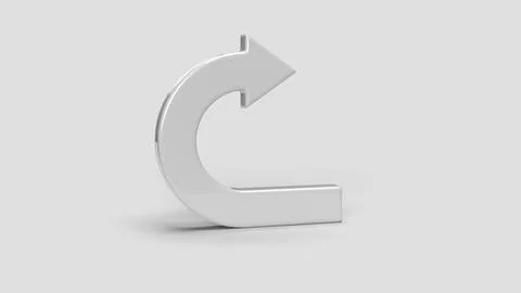 White 3D return symbol on white backdrop, right view Stock Illustration