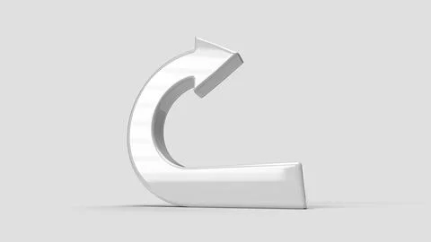 White 3D return symbol on white backdrop, bottom view Stock Illustration