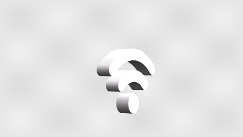White 3D Rotating Wifi Wireless Signal Icon. Stock Footage 334262224