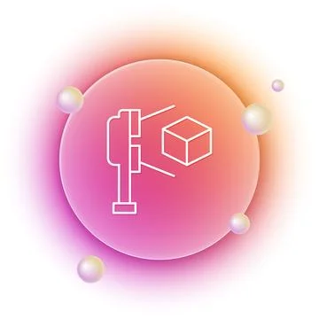 White 3D scanner with cube projection icon isolated on white background. Or.. Stock Illustration
