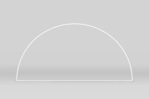 White 3d semicircle frame metallic decor element foundation minimalist studio Stock Illustration