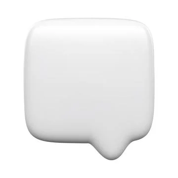 White 3d speech bubble icon square shape vector isolated on white background Stock Illustration