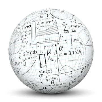 White 3D Sphere - Ball with Math Symbol Texture Stock Illustration