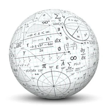 White 3D Sphere - Ball with Math Symbol Texture Stock Illustration