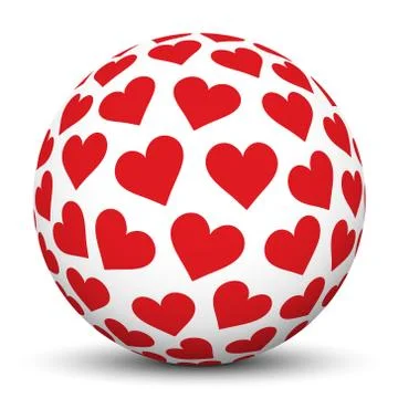 White 3D Sphere with Heart Shape Texture Stock Illustration