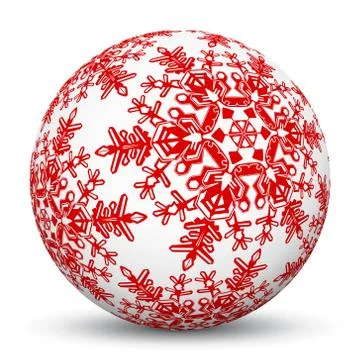 White 3D Sphere with Mapped Red Snowflake Texture Stock Illustration