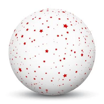 White 3D Sphere with Mapped Red Starlets Texture Illustrazione stock