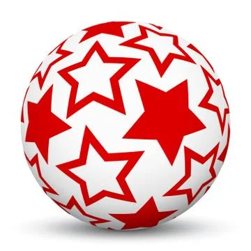 White 3D Sphere with Mapped Red Star Texture Illustrazione stock