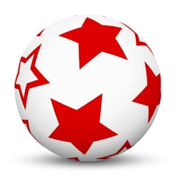 White 3D Sphere with Mapped Red Star Texture Stock Illustration