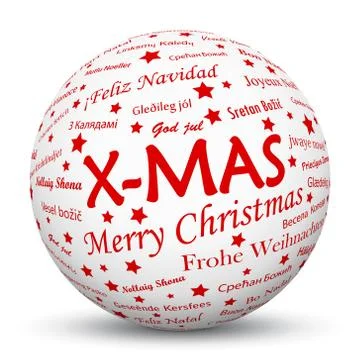 White 3D Sphere with Mapped Red X-MAS Texture Stock Illustration