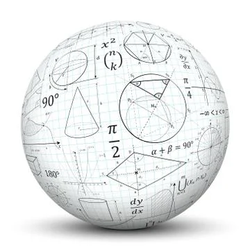 White 3D Sphere with Math Symbol Texture Stock Illustration