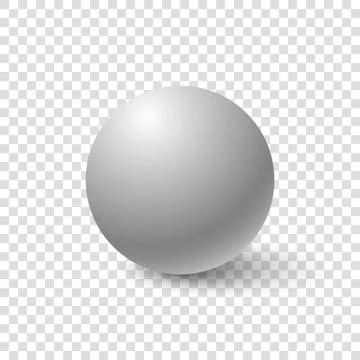 White 3D sphere. Vector realistic ball. Circle blank pearlwith shadow. Plastic Stock Illustration