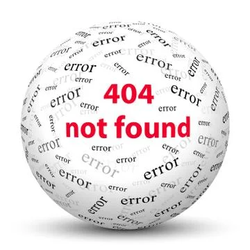 White 3D Sphere with Website Error Message - 404 Not Found 스톡 일러스트