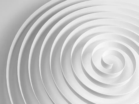 White 3d spiral with soft gray shadow, abstract shape Stock Illustration