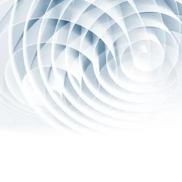 White 3d spirals with light blue shadows, abstract art Stock Illustration