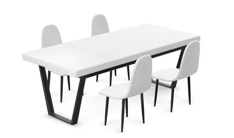 White 3D table and chairs isolated on background イラスト素材