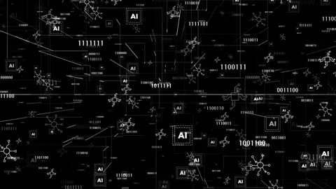 White 3d technology element artificial intelligence matrix black background Video stock 272429281