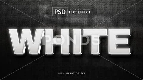 White 3d text effect editable PSD Template